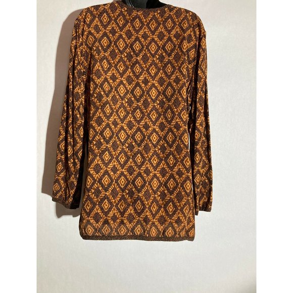 ELLEN FIGG Made in USA Geometric Long Sleeve Blouse Size 16 - Picture 4 of 6